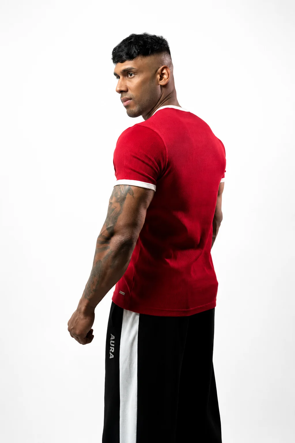1009 - Aura Athletic Tee - Crimson Red - Image 3