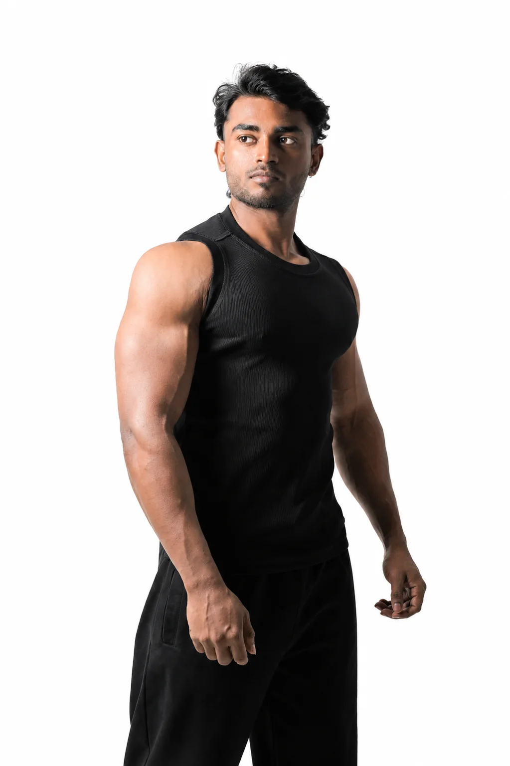 3001 -Aura Body Fit Tank- Jet black - Image 4