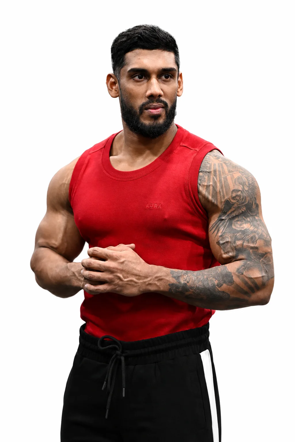 3001 - Aura Body Fit Tank- Crimson Red - Image 4