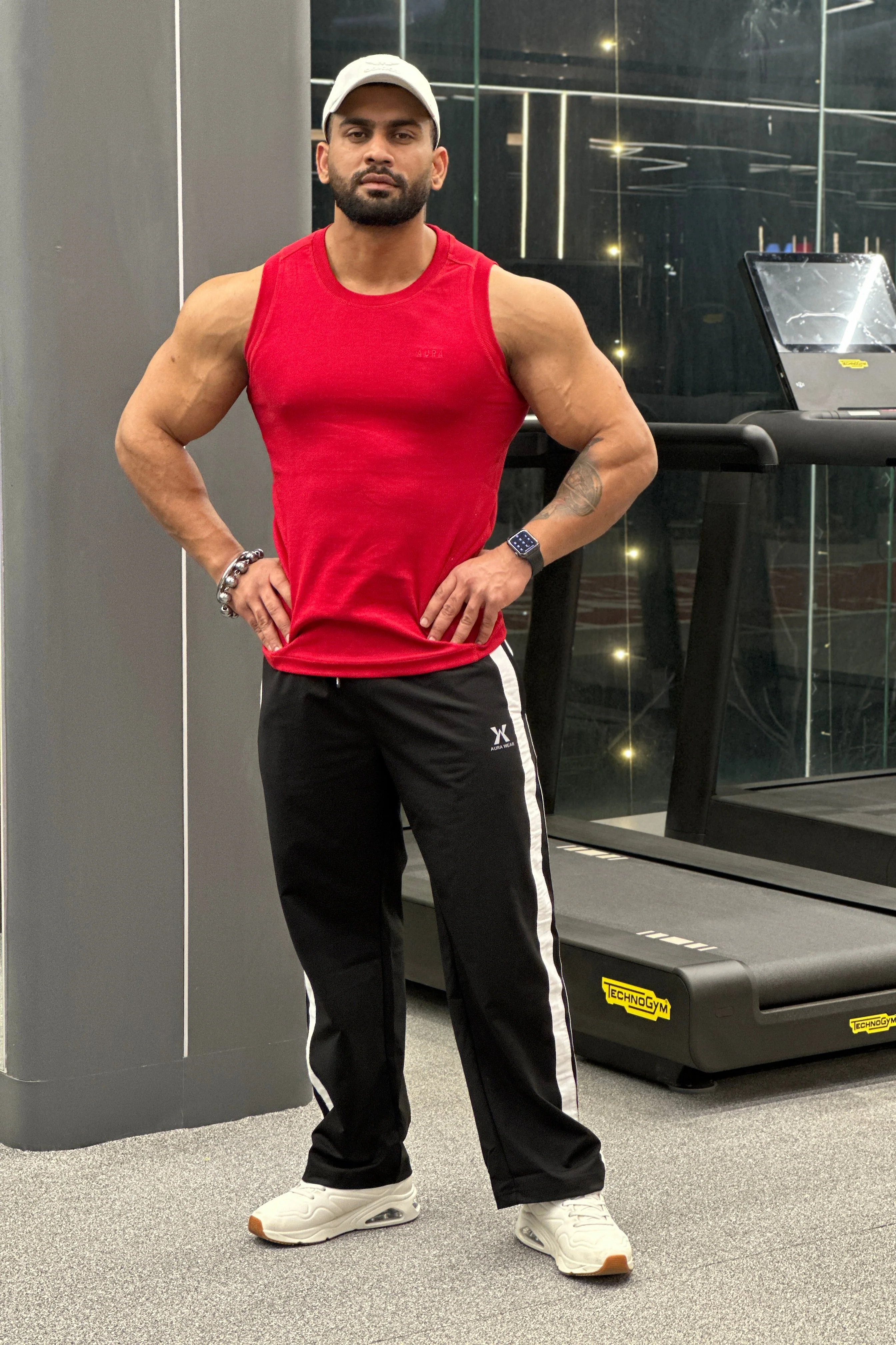 3001 - Aura Body Fit Tank- Crimson Red - Image 6